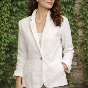 Draper James RSVP White Cotton Serrsucker Textured Jacket XL